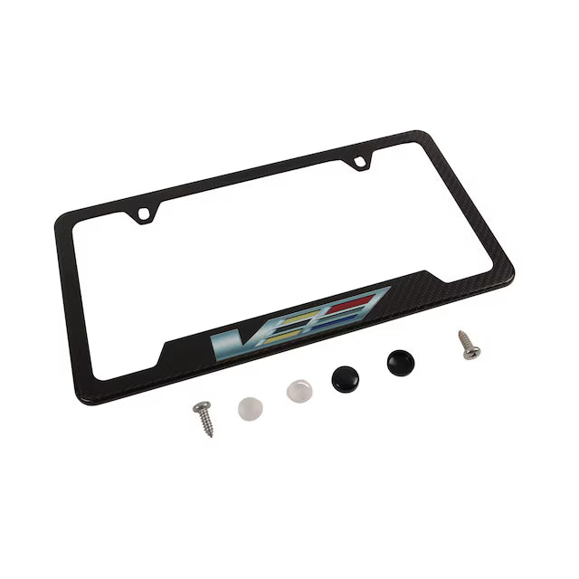 GM OEM License Plate Frame in Carbon Fiber with Cadillac V Logo