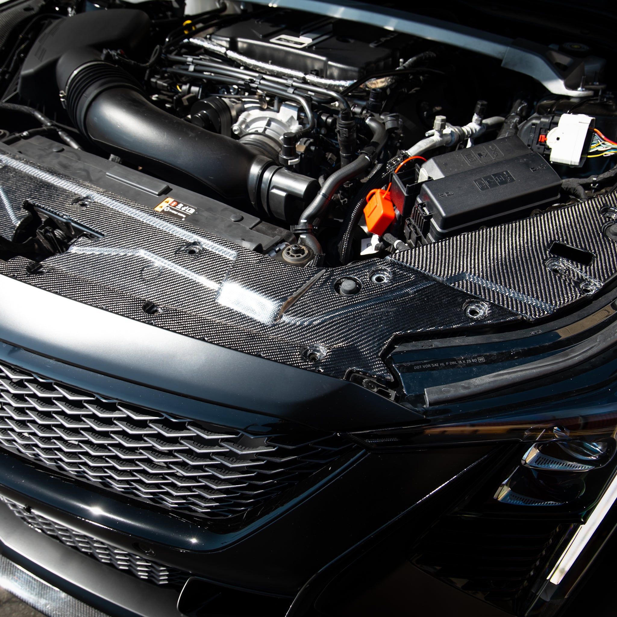 Cadillac CT5-V Blackwing Engine Panel Trim Radiator Cover Gloss Carbon Fiber 3pc Kit