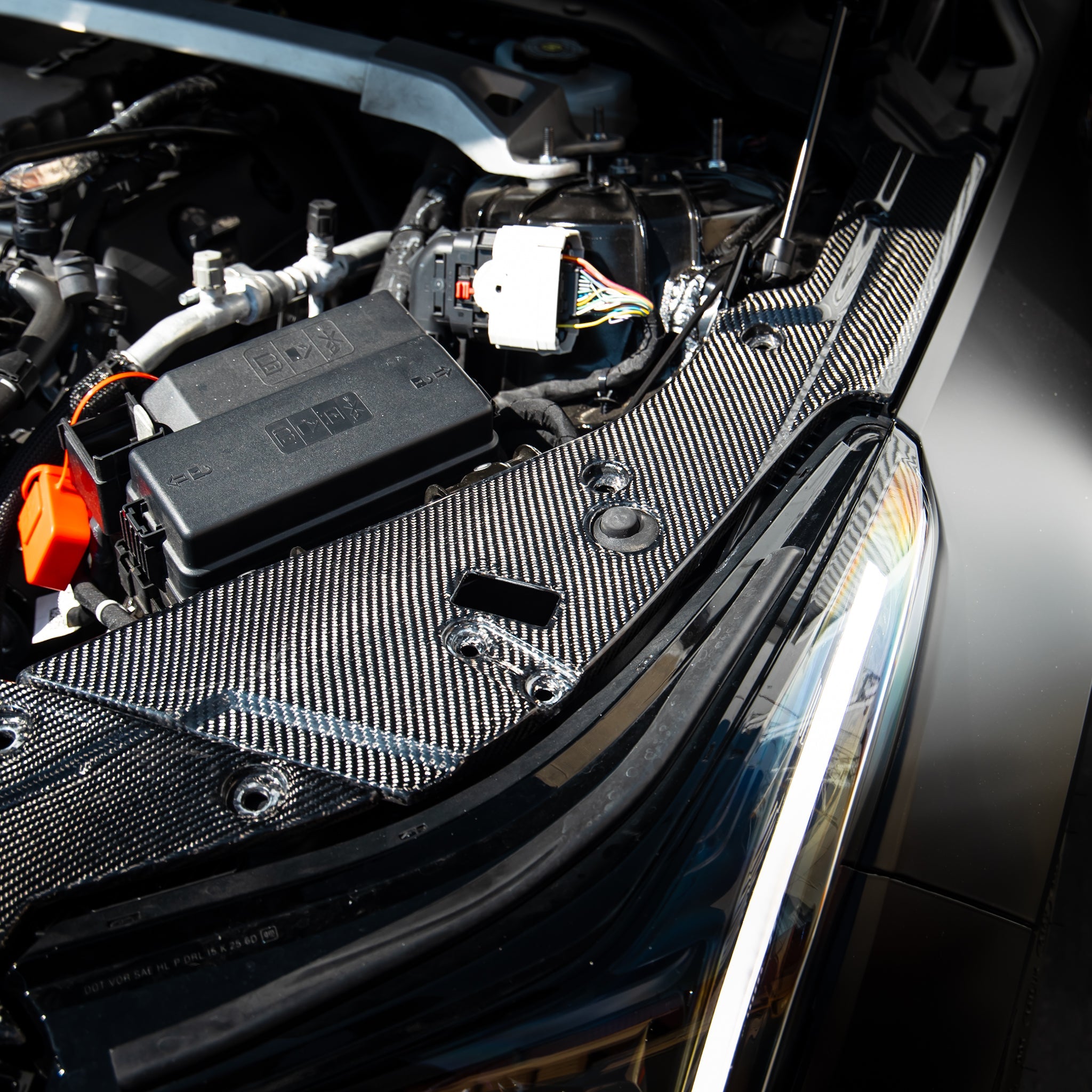 Cadillac CT5-V Blackwing Engine Panel Trim Radiator Cover Gloss Carbon Fiber 3pc Kit