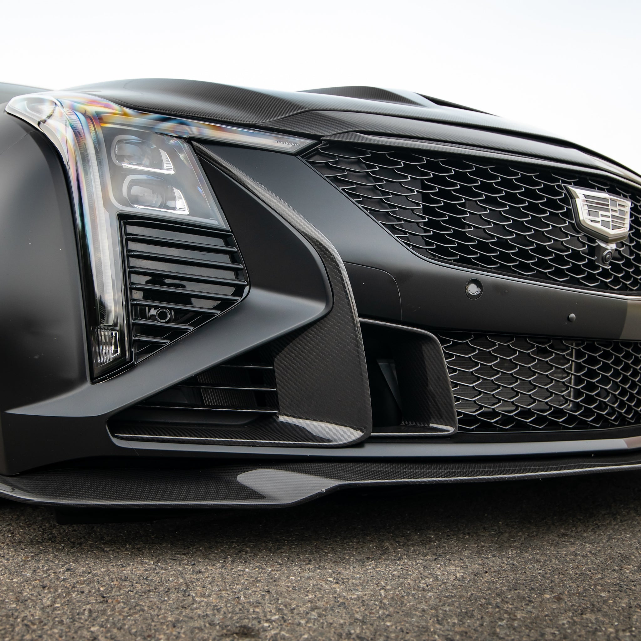Cadillac CT5-V Blackwing Front Side Outer Grilles Pre Preg Gloss Carbon Fiber Pair