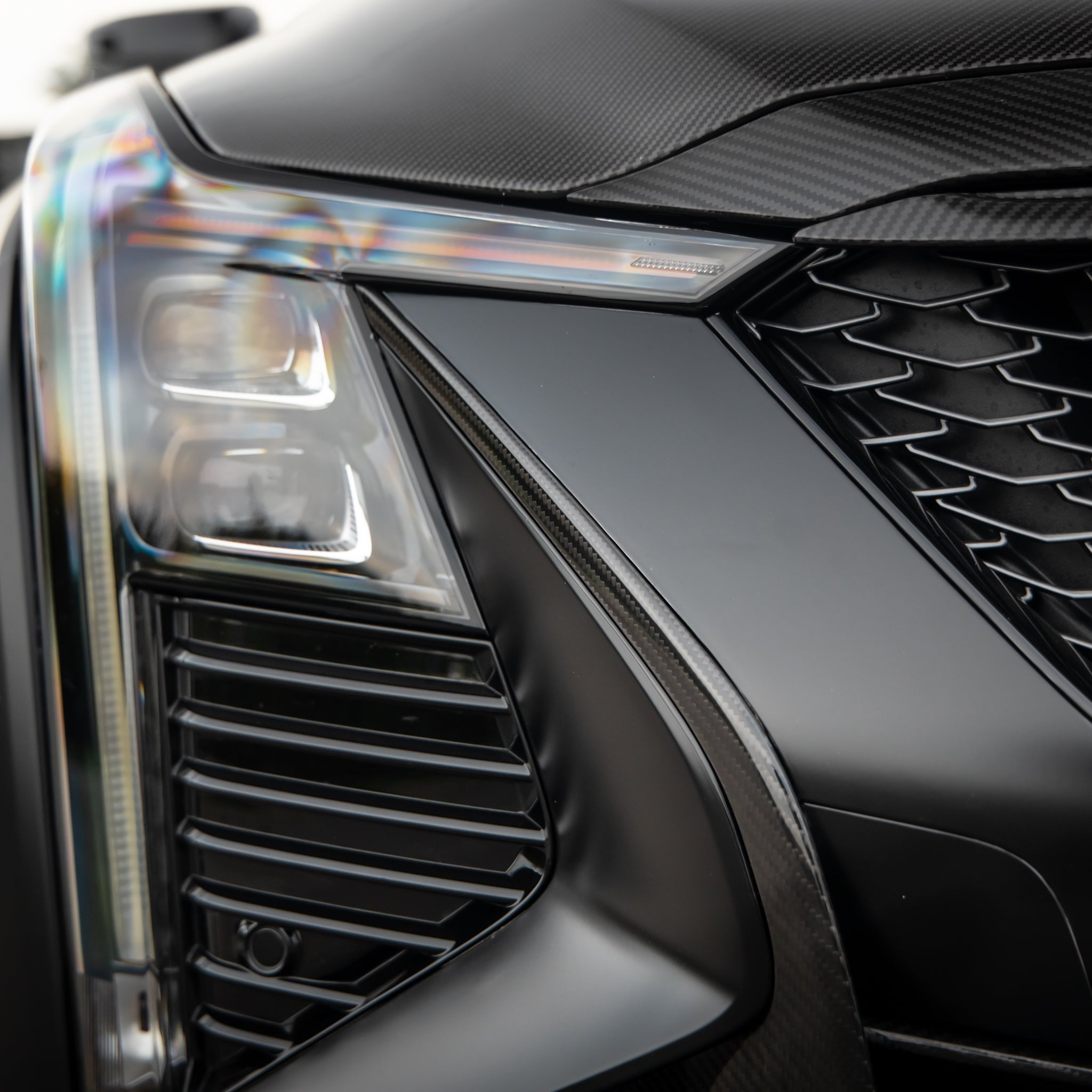 Cadillac CT5-V Blackwing Front Side Outer Grilles Pre Preg Gloss Carbon Fiber Pair