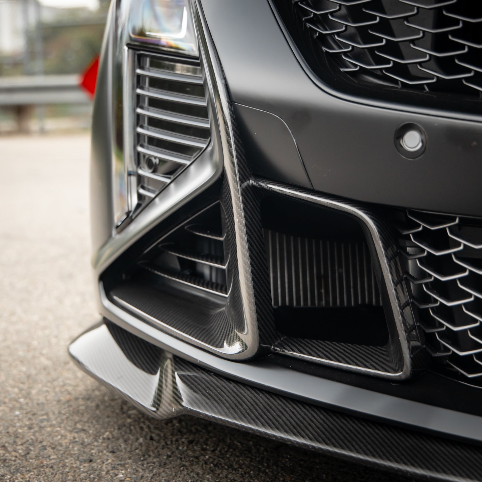 Cadillac CT5-V Blackwing Front Side Outer Grilles Pre Preg Gloss Carbon Fiber Pair