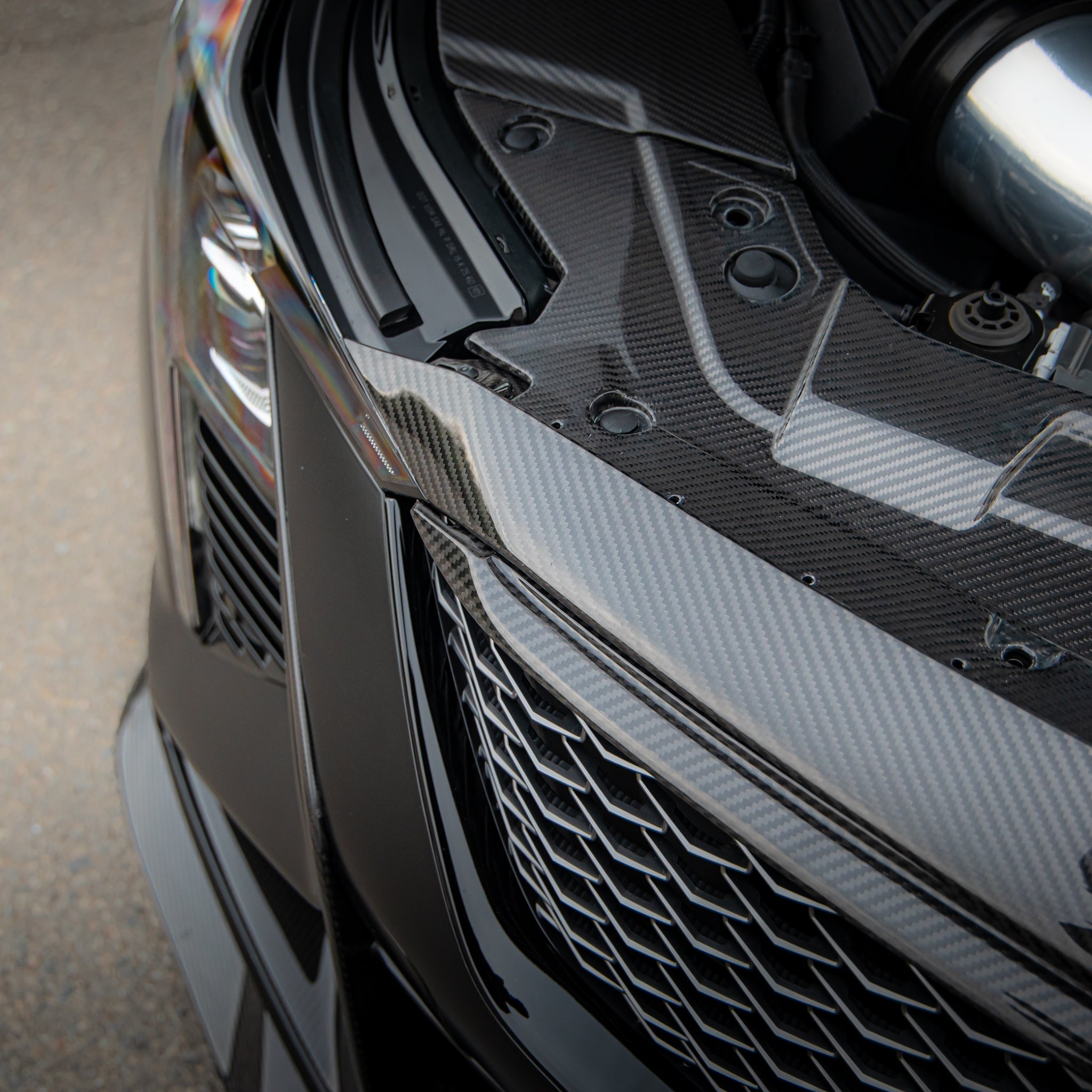 Cadillac CT5-V Blackwing Front Bumper Top Upper Shell Pre Preg Gloss Carbon Fiber Replacement