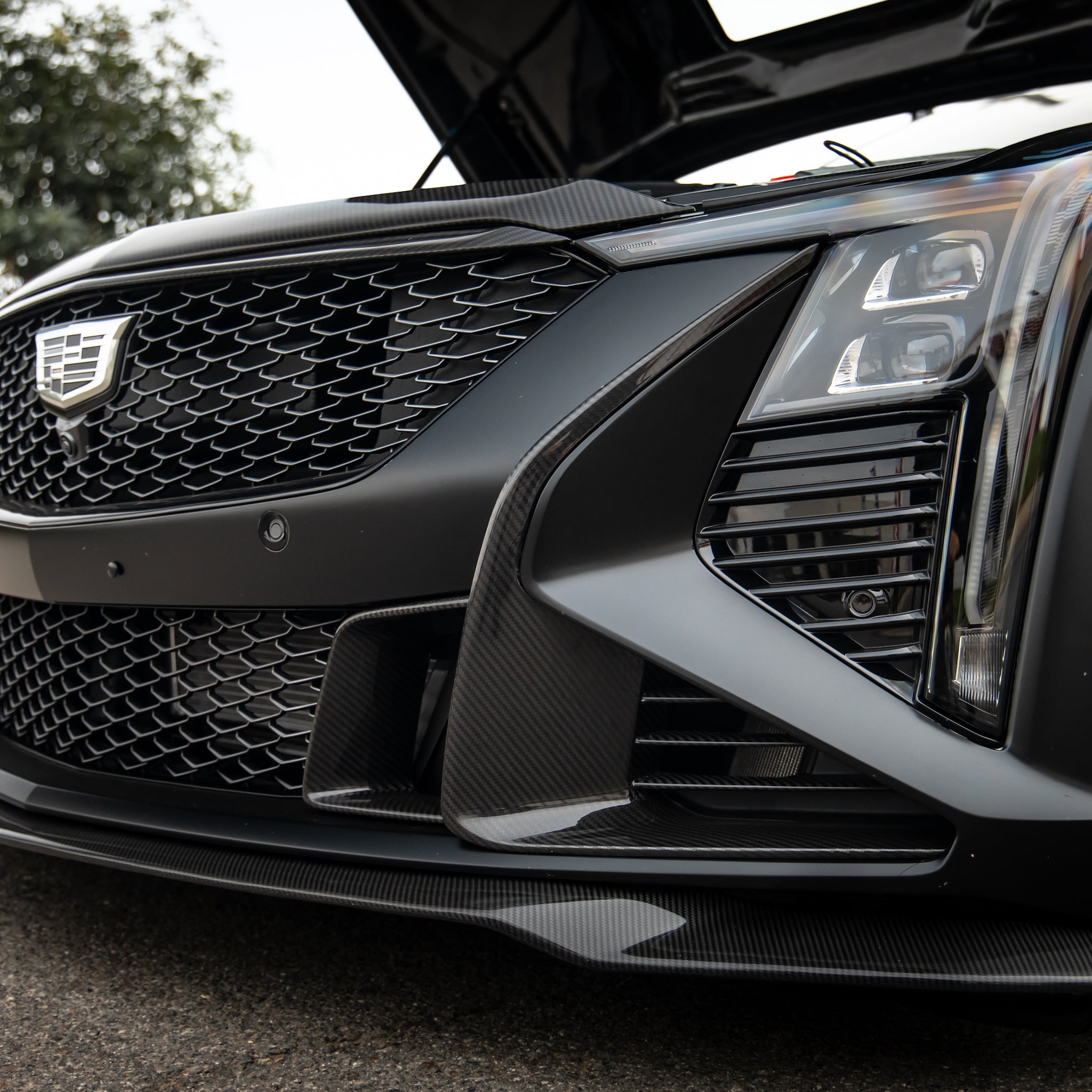 Cadillac CT5-V Blackwing Front Side Outer Grilles Pre Preg Gloss Carbon Fiber Pair