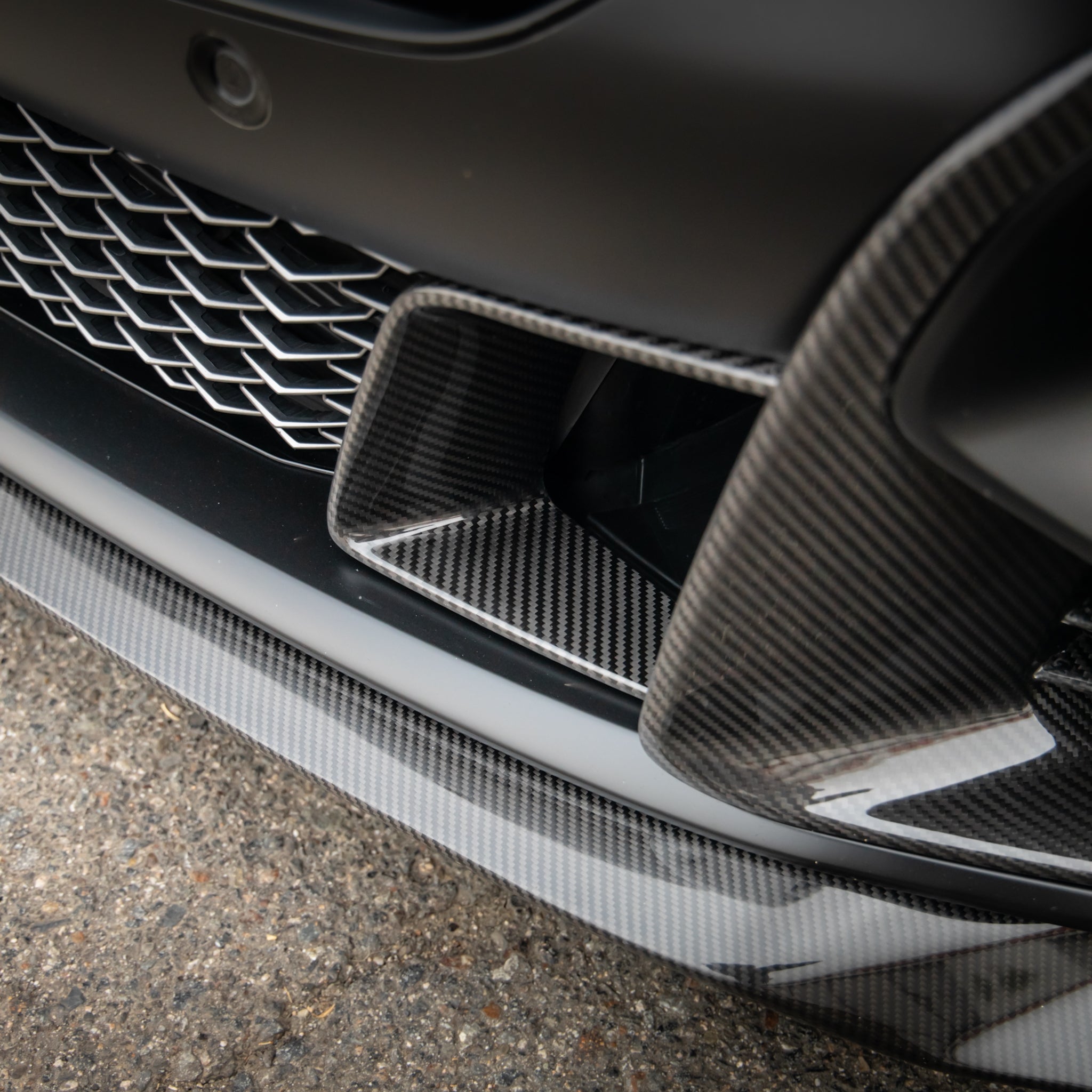 Cadillac CT5-V Blackwing Front Side Outer Grilles Pre Preg Gloss Carbon Fiber Pair