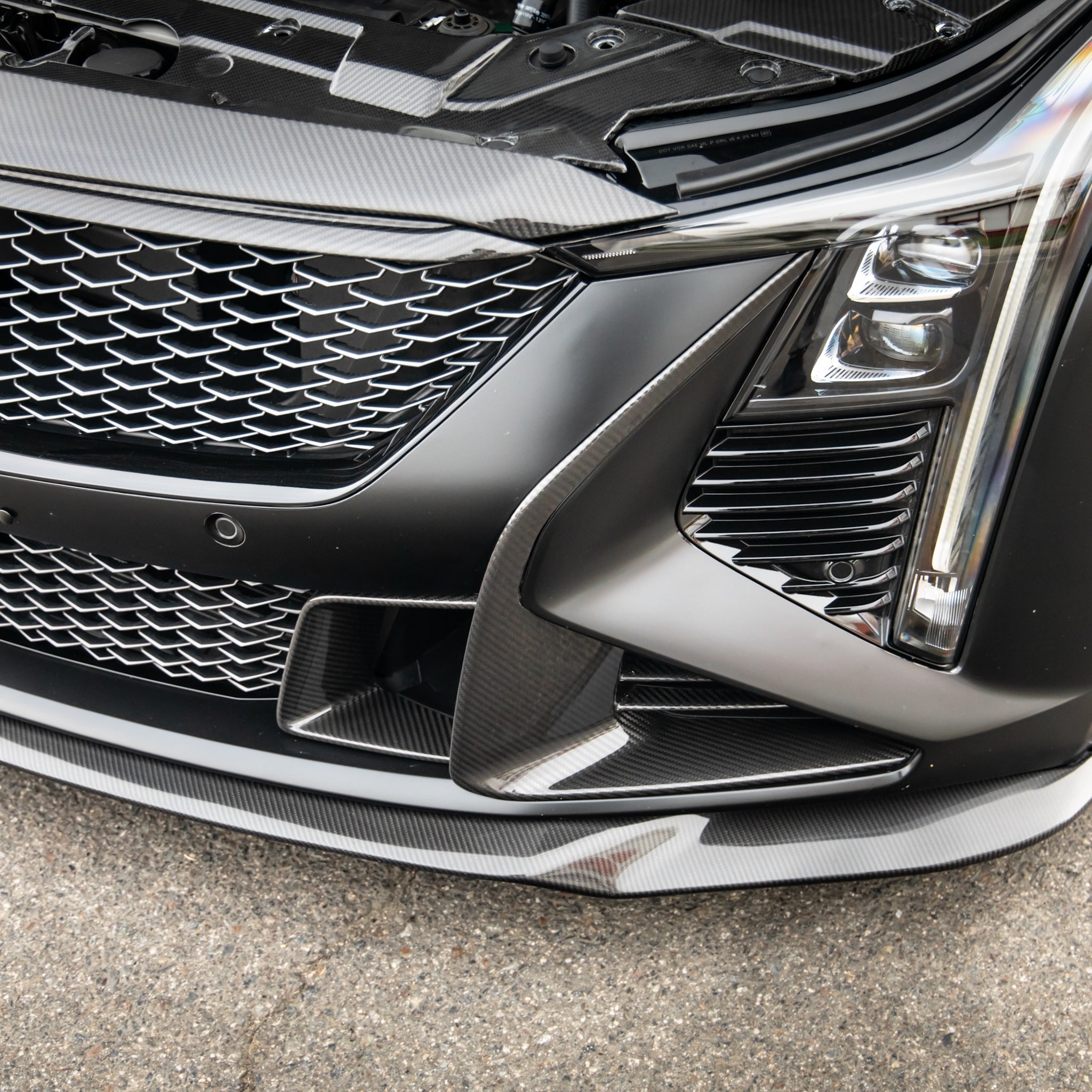 Cadillac CT5-V Blackwing Front Side Outer Grilles Pre Preg Gloss Carbon Fiber Pair
