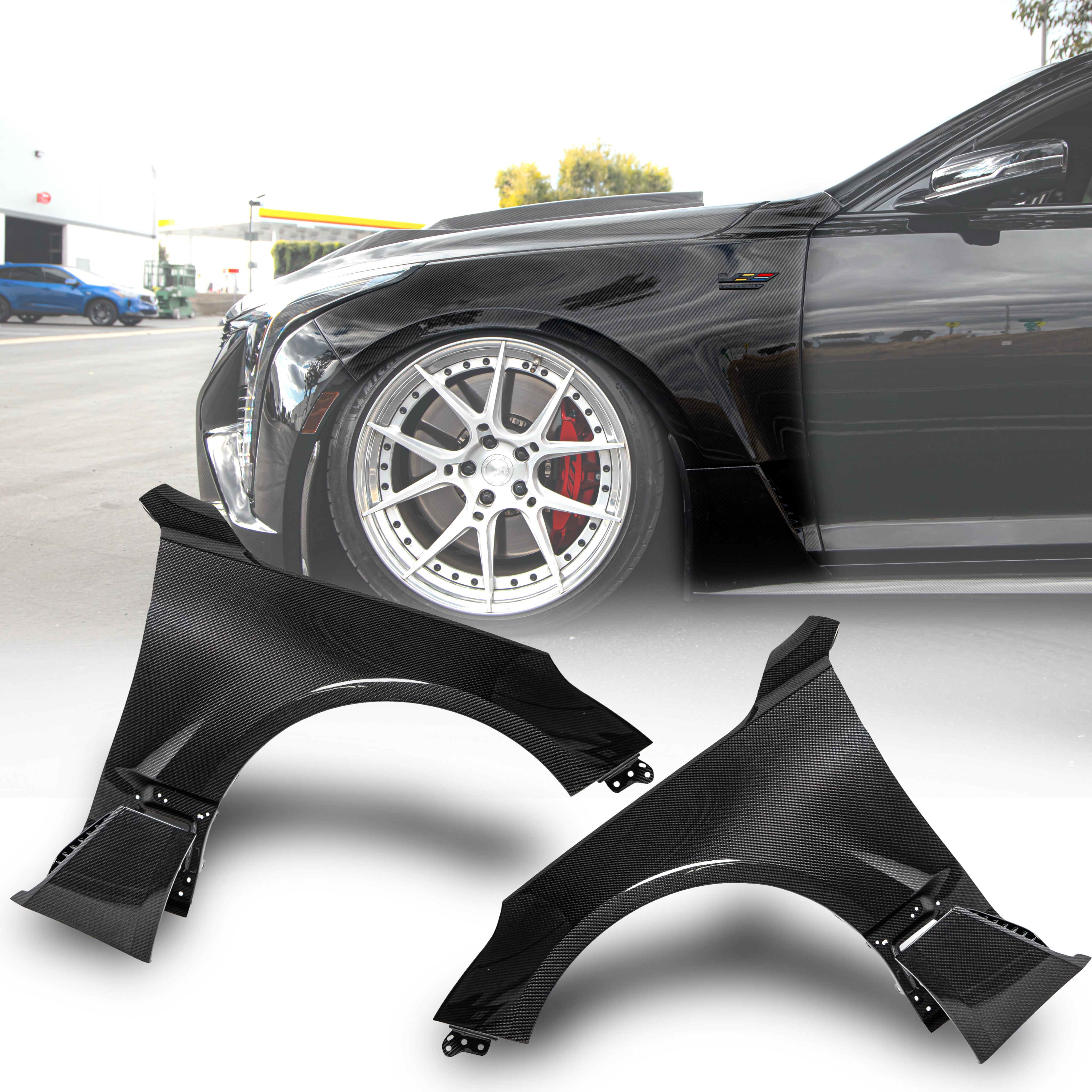 Cadillac CT5-V Blackwing Type-OE 4pc Fenders Pre-Preg Double Sided Carbon Fiber