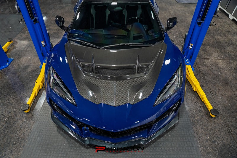 AGM C8 Corvette ZR1 Carbon Fiber Functional Race Spec Hood - With Air Duct