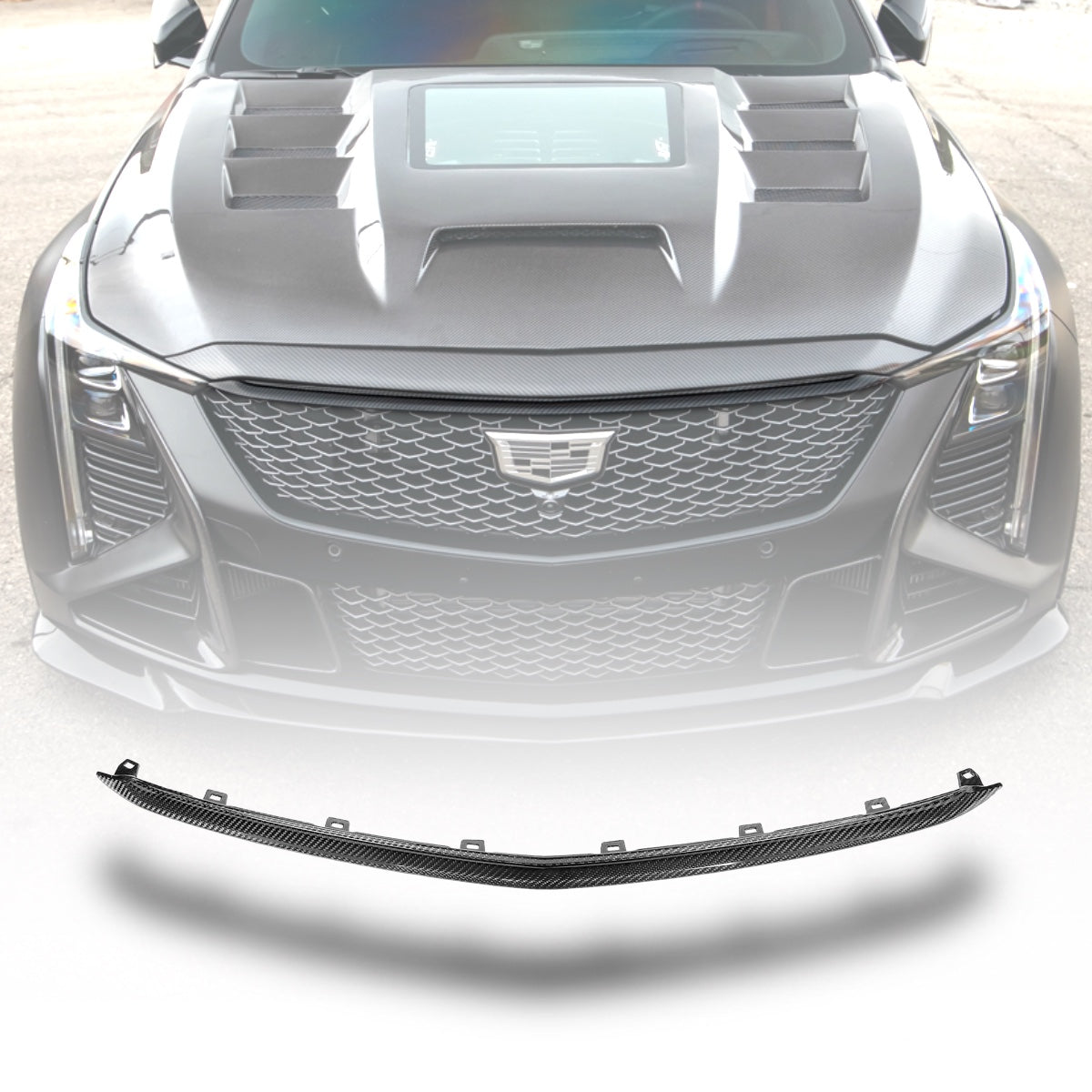Cadillac CT5-V Blackwing Upper Grille Trim Pre Preg Gloss Carbon Fiber Replacement