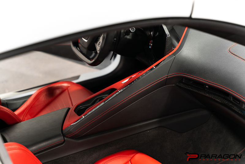 CCS C8 Corvette Red Carbon Fiber Upper Right Center Console Trim