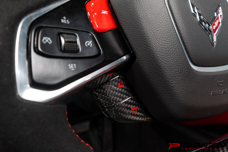 CCS Steering Wheel Carbon Fiber Button Covers 4PC - C8 Corvette
