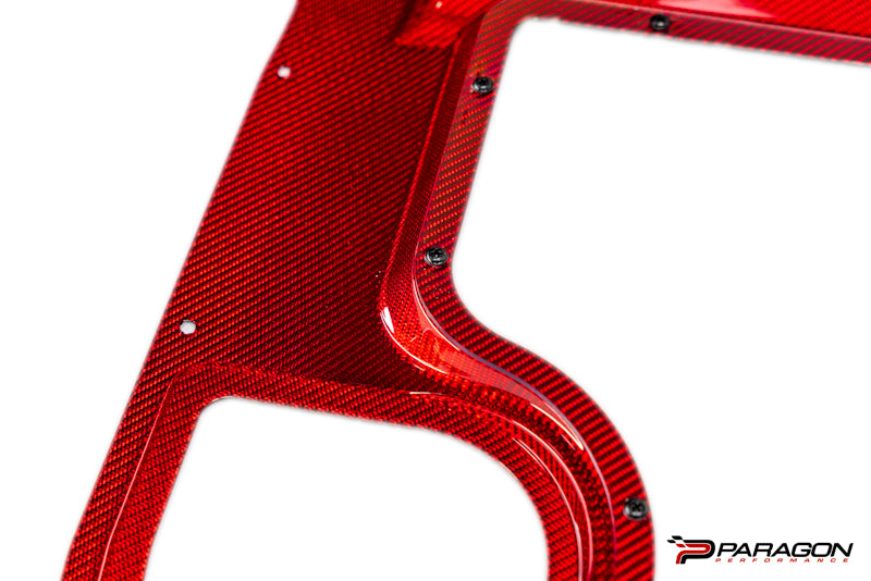 Paragon C8 Corvette Red Carbon Fiber Clear Engine Cover - Convertible