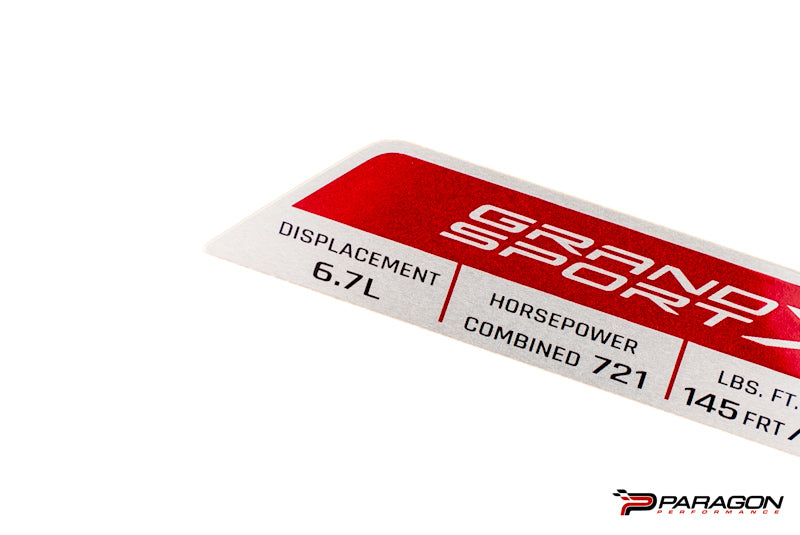 C8 Corvette Grand Sport X LS6 Engine Spec Plaque