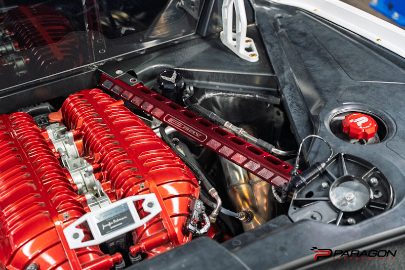 C8 Corvette Billet Strut Tower Support Bars - Red