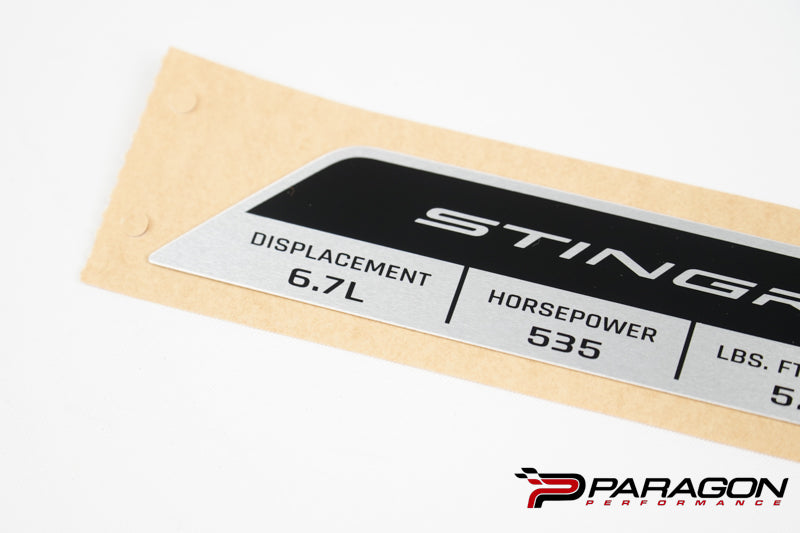 C8 Corvette 2027+ Stingray LS6 Engine Spec Plaque