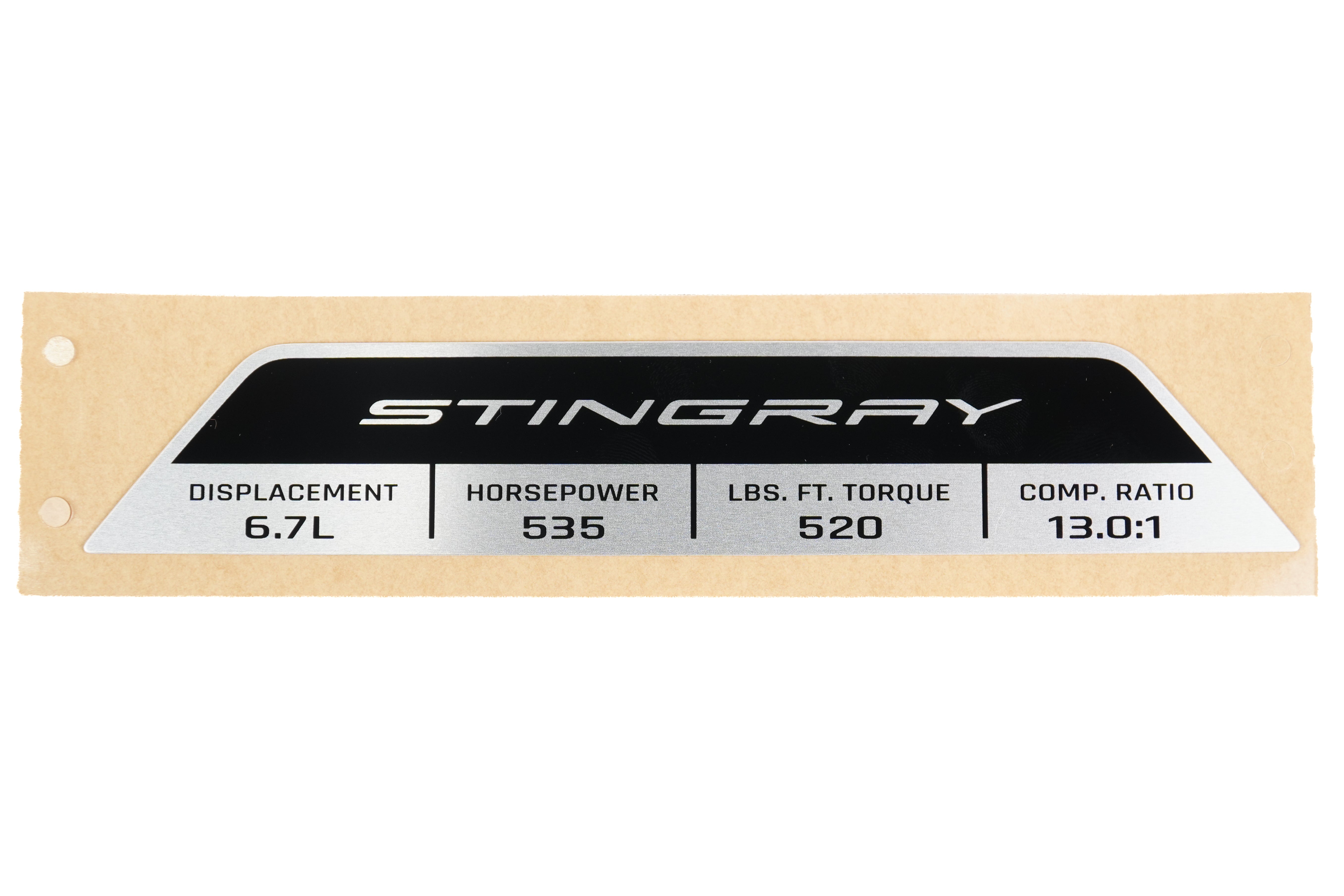 C8 Corvette 2027+ Stingray LS6 Engine Spec Plaque