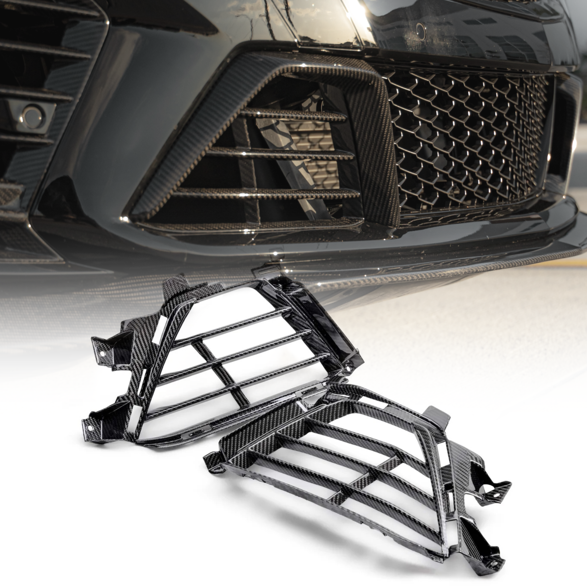 Cadillac CT5-V Blackwing Gloss Carbon Fiber Lower Grille (Pair)