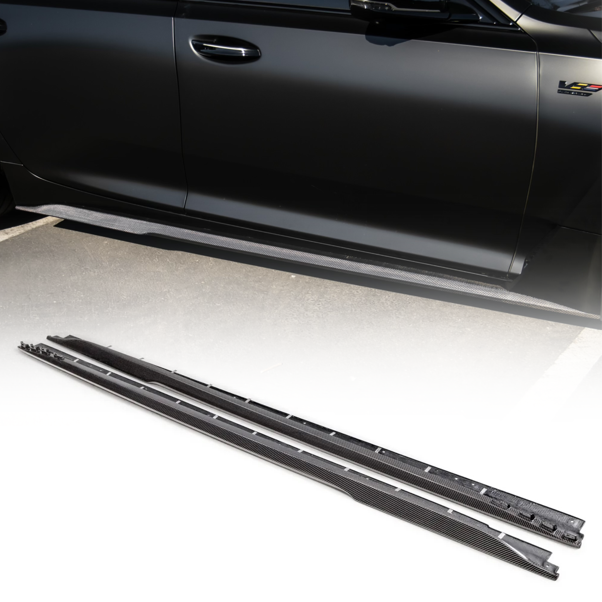 Cadillac CT5-V Blackwing Type-ST Gloss Carbon Fiber Side Rocker Panel Extensions