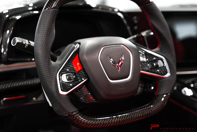 CCS C8 Corvette Steering Wheel Black Side Covers - 1LT Only - NON HEATED