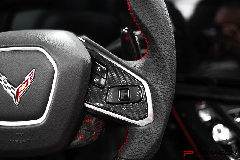 CCS C8 Corvette Steering Wheel Black Side Covers - 1LT Only - NON HEATED