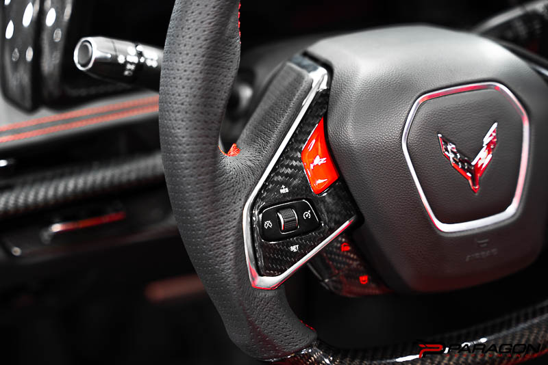 CCS C8 Corvette Steering Wheel Black Side Covers - 1LT Only - NON HEATED