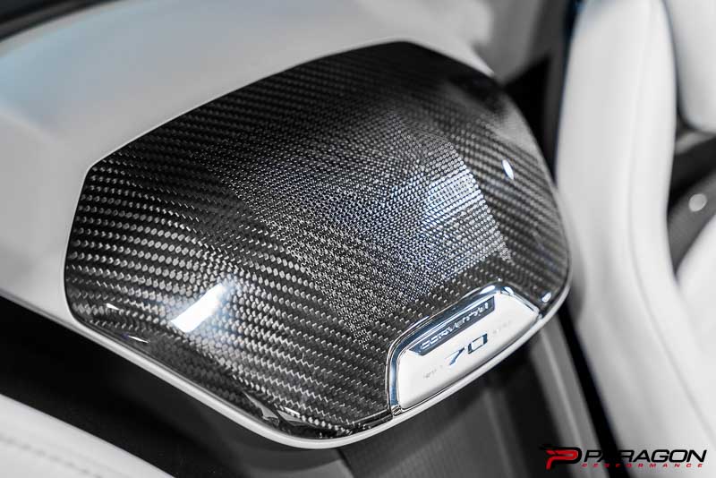 CCS C8 Corvette Carbon Fiber Waterfall Speaker Overlay with Flag