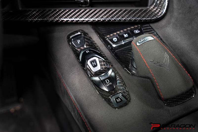 CCS C8 Corvette Red Carbon Fiber Transmission Control Outer Trim