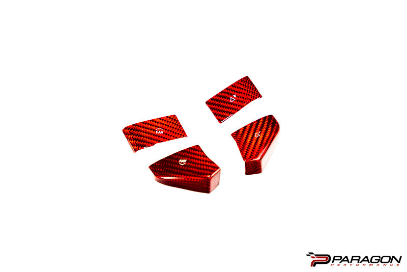 CCS Steering Wheel Red Carbon Fiber Button Covers 4PC - C8 Corvette