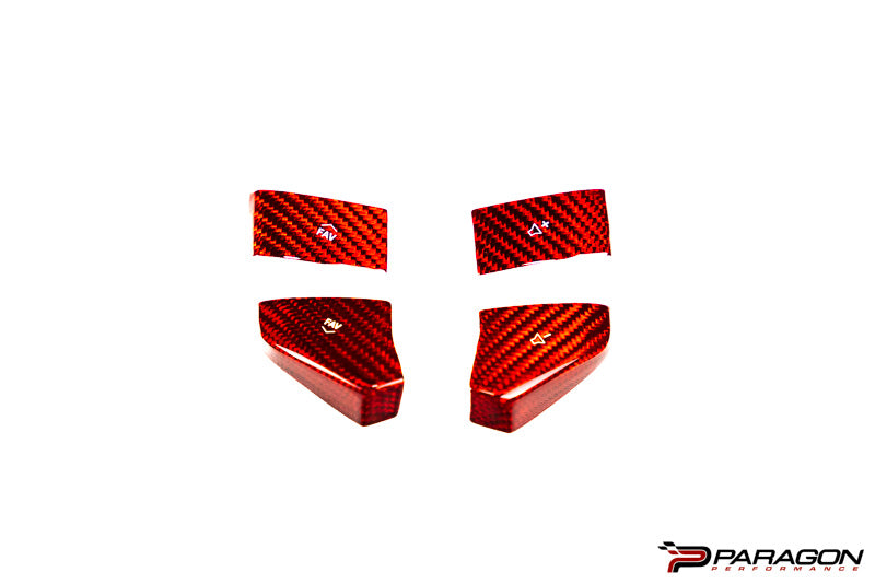 CCS Steering Wheel Red Carbon Fiber Button Covers 4PC - C8 Corvette