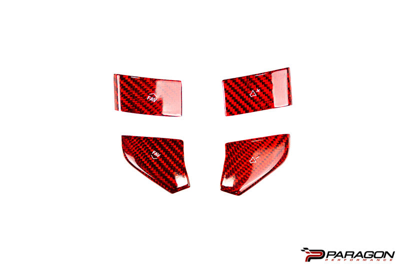 CCS Steering Wheel Red Carbon Fiber Button Covers 4PC - C8 Corvette