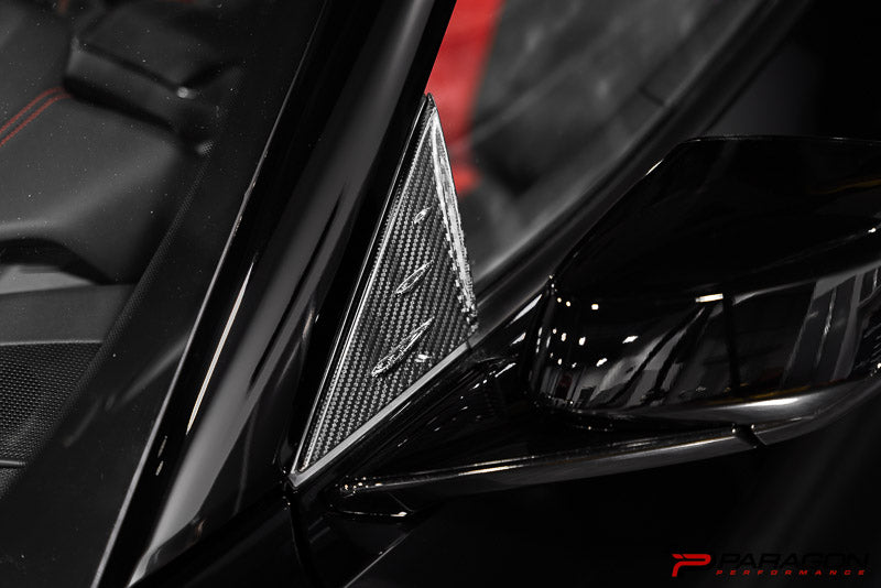 Paragon C8 Corvette Carbon Fiber Anti-Buffeting A Pillar Trim Overlay