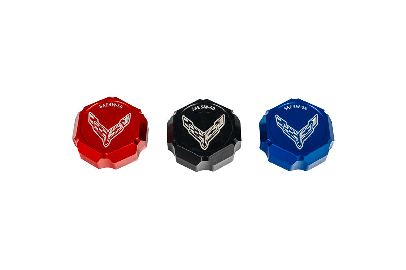 C8 Z06 Corvette Flag Billet Oil Cap Cover - Black, Blue or Red
