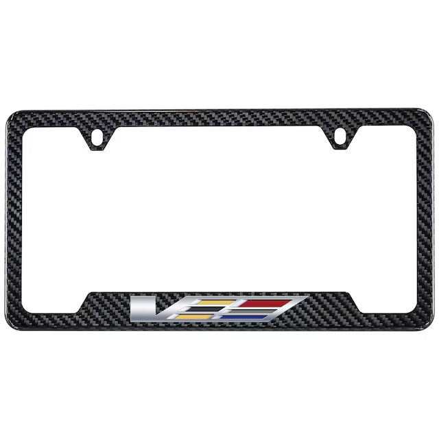 GM OEM License Plate Frame in Carbon Fiber with Cadillac V Logo