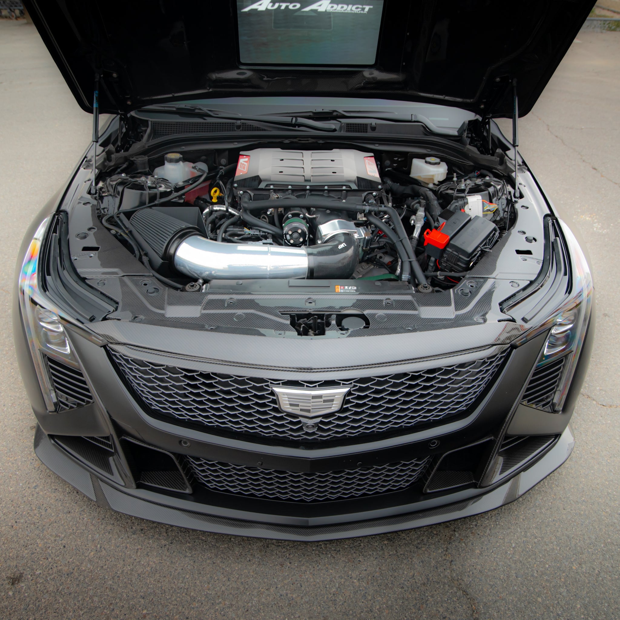 Cadillac CT5-V Blackwing Front Bumper Top Upper Shell Pre Preg Gloss Carbon Fiber Replacement