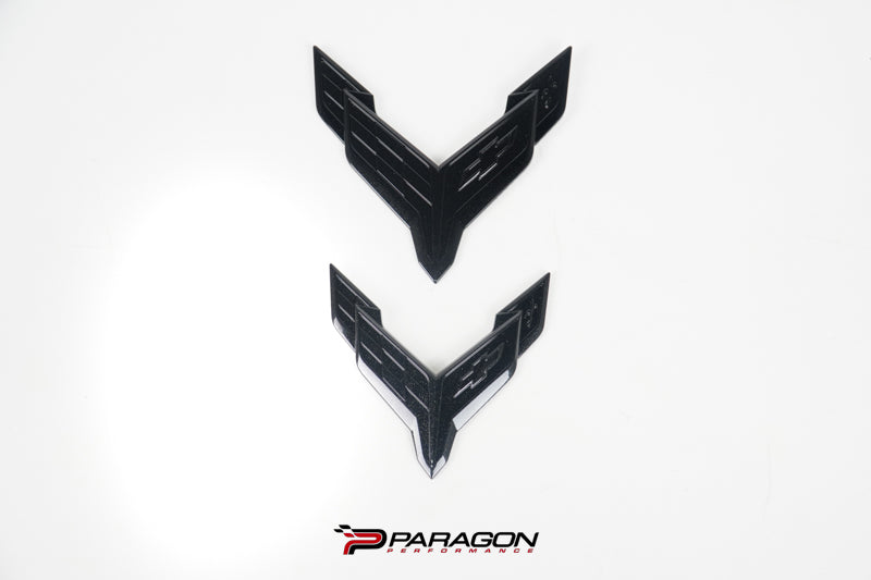 GM OEM 23+ Z06 Dark Stealth Crossed Flags Emblems