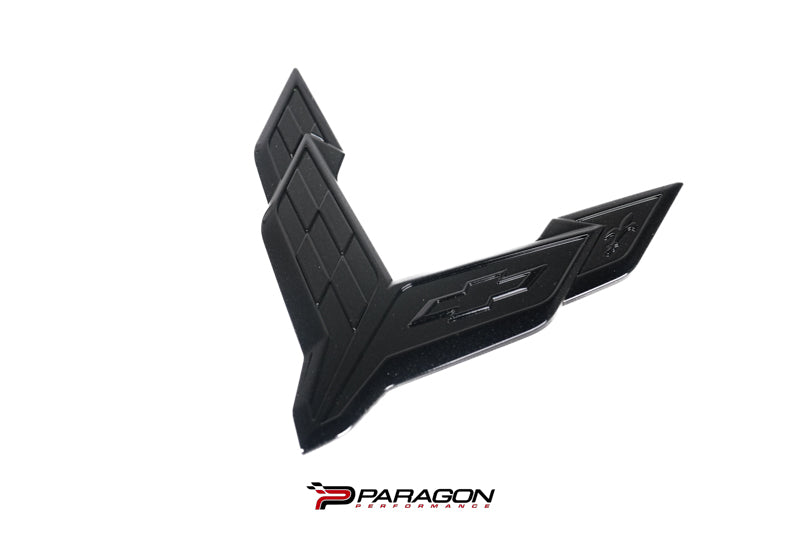 GM OEM 23+ Z06 Dark Stealth Crossed Flags Emblems