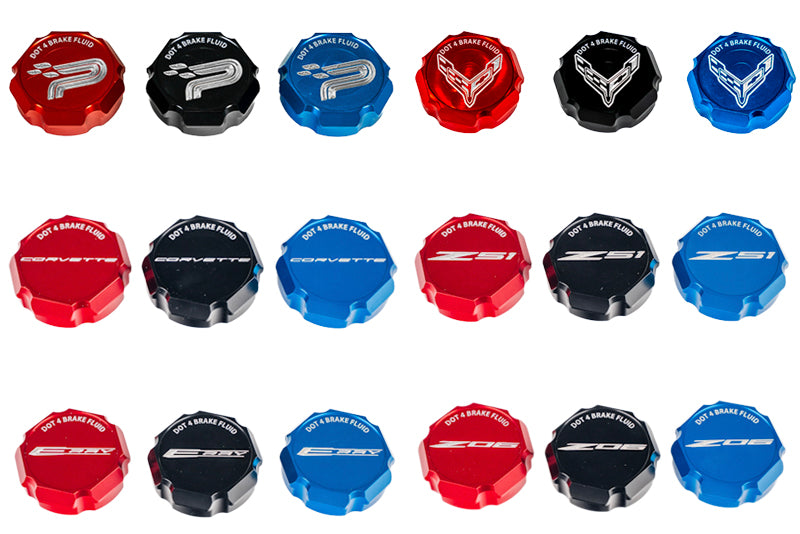C8 Corvette Brake Fluid Cap Cover - Black, Blue, or Red