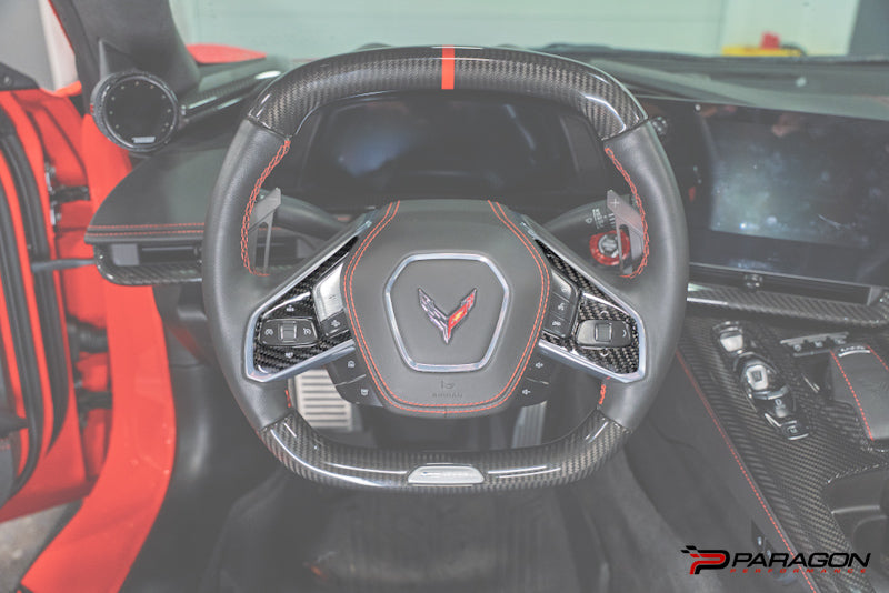 CCS C8 Corvette Steering Wheel Black Side Covers - Heated 24+