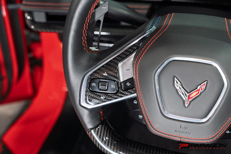 CCS C8 Corvette Steering Wheel Black Side Covers - Heated 24+