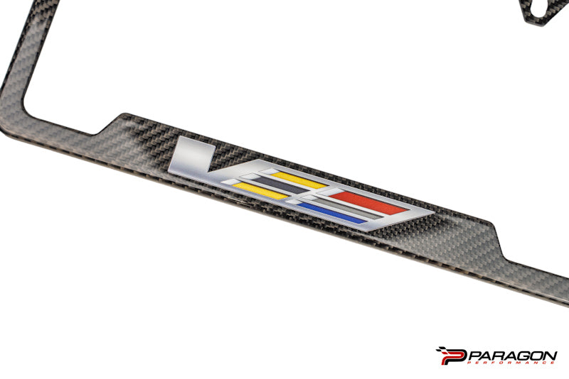 GM OEM License Plate Frame in Carbon Fiber with Cadillac V Logo
