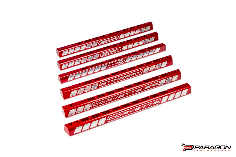 C8 Corvette Billet Strut Tower Support Bars - Red