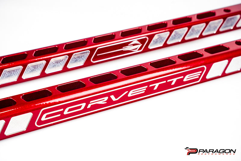 C8 Corvette Billet Strut Tower Support Bars - Red