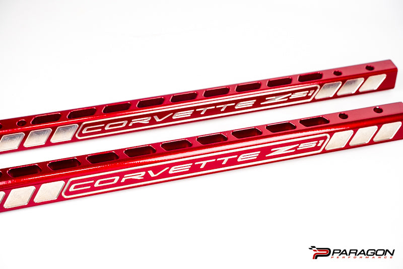 C8 Corvette Billet Strut Tower Support Bars - Red