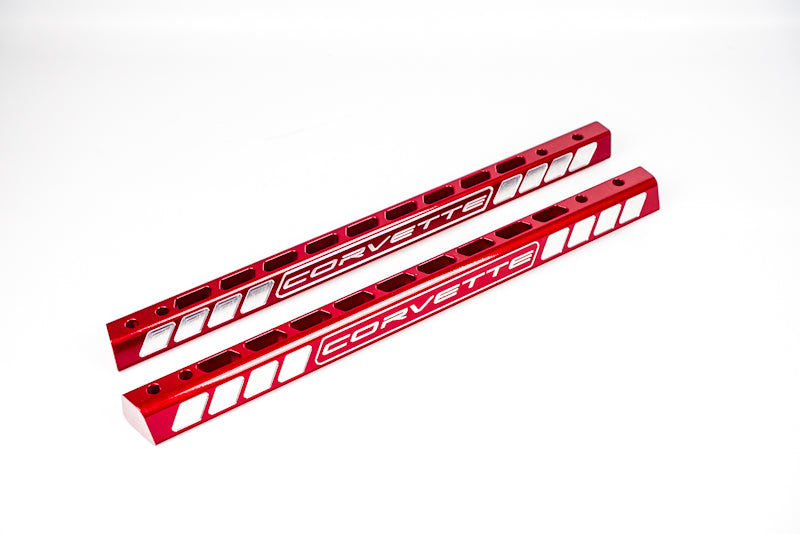 C8 Corvette Billet Strut Tower Support Bars - Red