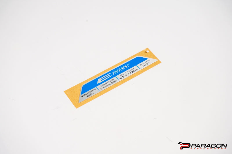 C8 Corvette Eray Engine Spec Plaque 