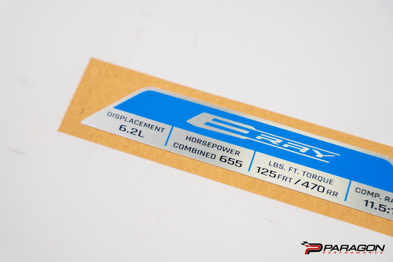 C8 Corvette Eray Engine Spec Plaque 