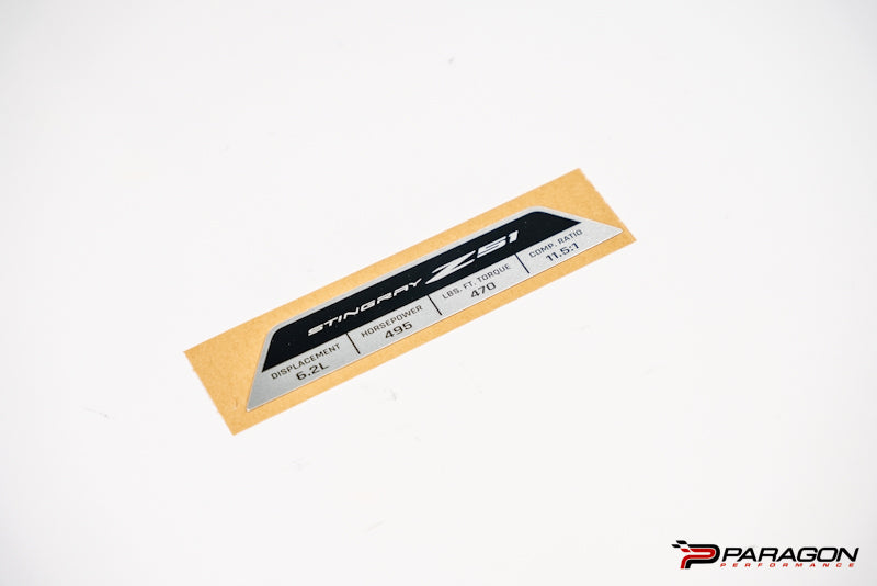 C8 Corvette Z51 Engine Spec Plaque