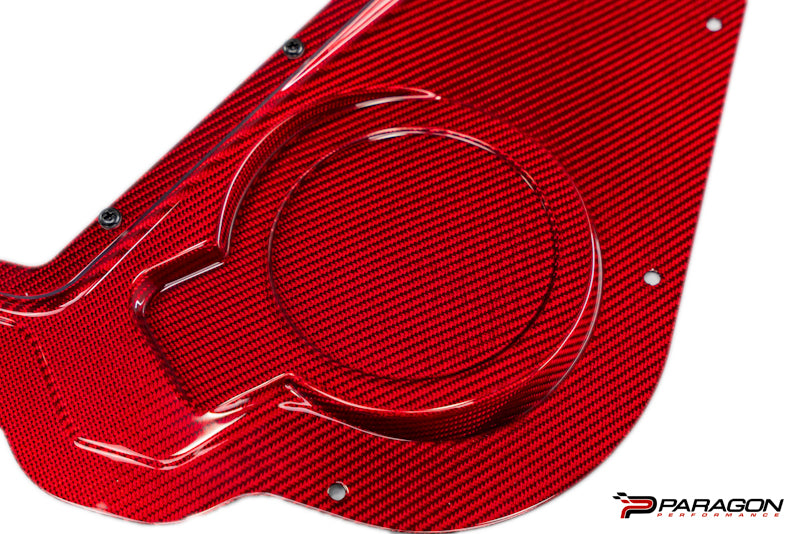 Paragon C8 Corvette Red Carbon Fiber Clear Engine Cover - Convertible 