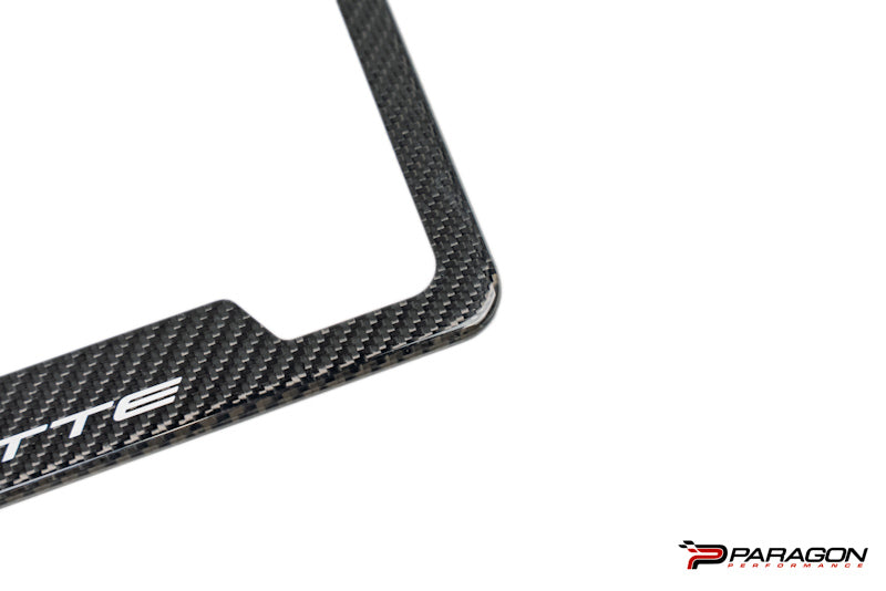 GM OEM License Plate Frame in Carbon Fiber with Corvette Crossed Flags Logo