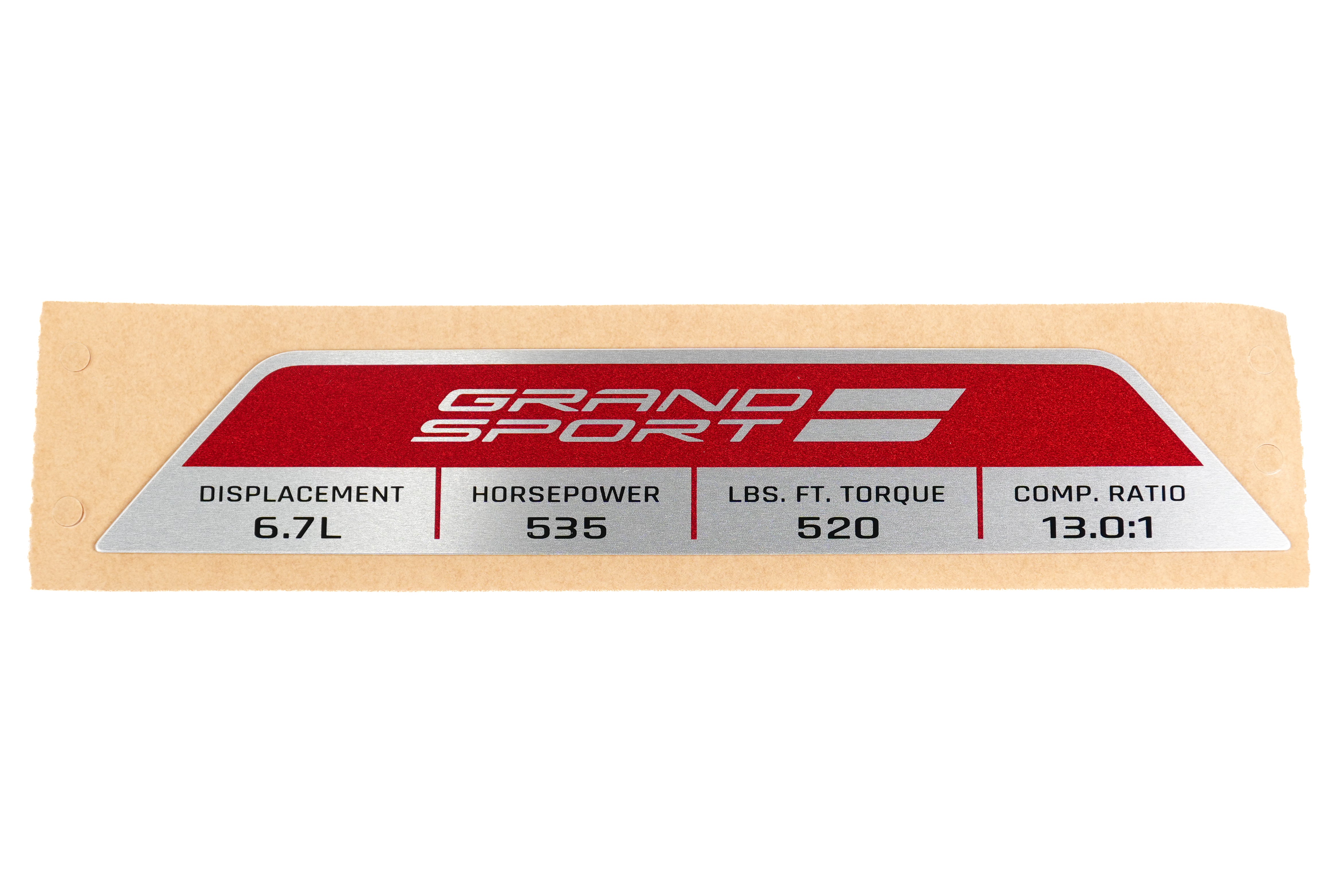 C8 Corvette Grand Sport LS6 Engine Spec Plaque